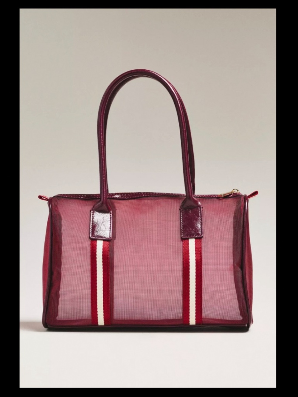 Anthropologie Daily Practice Mesh Stripe Tote Bag RED (Q5-20E) - Picture 3 of 4